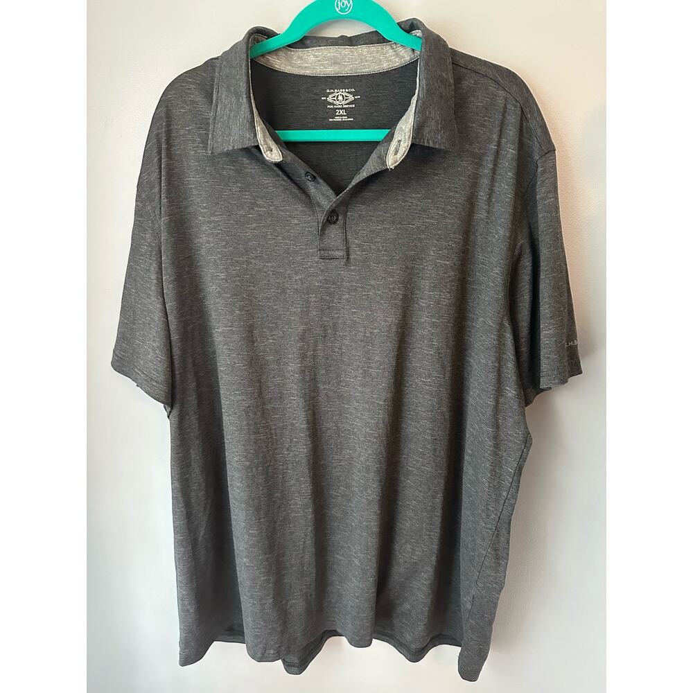 G.H. Bass & CO. Polo Men's Size 2XL Grey Short Sleeve 3 Button Collared Stretch